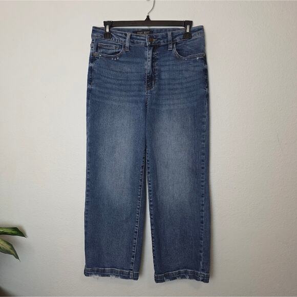 JUDY BLUE High Rise Wide Leg Crop Jeans Stretch Size 28 - Picture 2 of 12